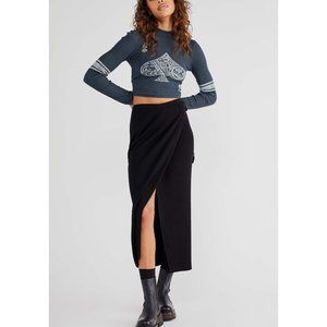 NWT Free People Borderline Midi Skirt / Black